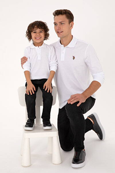 U.S. Polo Assn. Erkek Çocuk Beyaz Basic Polo Yaka Sweatshirt 50313790-VR013
