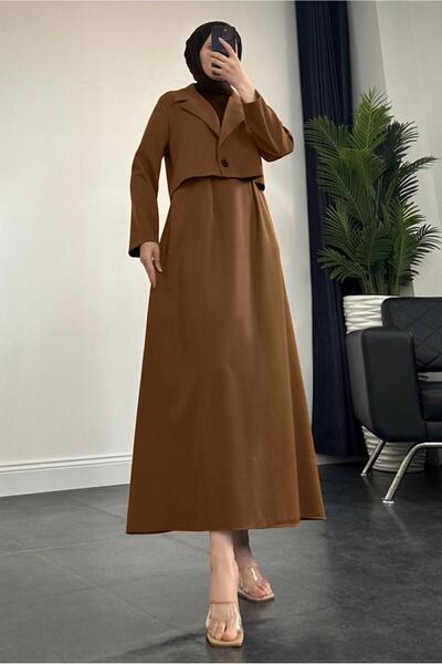 TRENDTESETTÜR Γυναικείο κοστούμι με μπουφάν Tan - T 1427