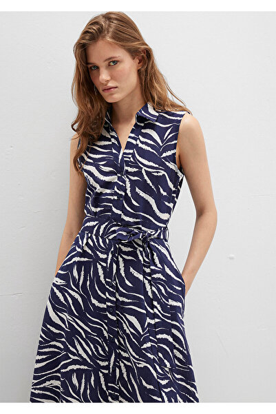 Mavi Baskılı Lacivert Uzun Elbise 1310766-91090