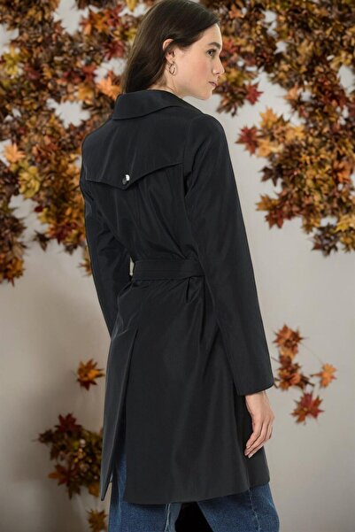 Dewberry Z6642 TRENÇKOT-DÜZ LACİVERT