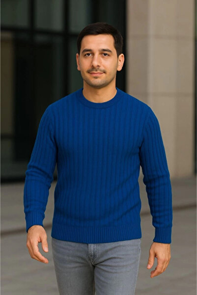 Silerra Men's Corded Fabric Knitwear Sweater Set of 4 – White, Cobalt Blue , Gray, Black Thick Woven Cotton Regular Fit