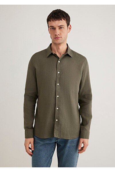 Mavi Χακί λινό πουκάμισο Slim Fit 0211466 -71546