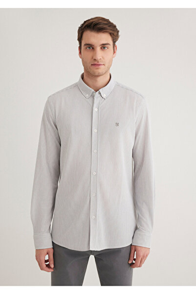 Mavi Gestreiftes graues Hemd Slim Fit / Slim Fit 0211402 -82577