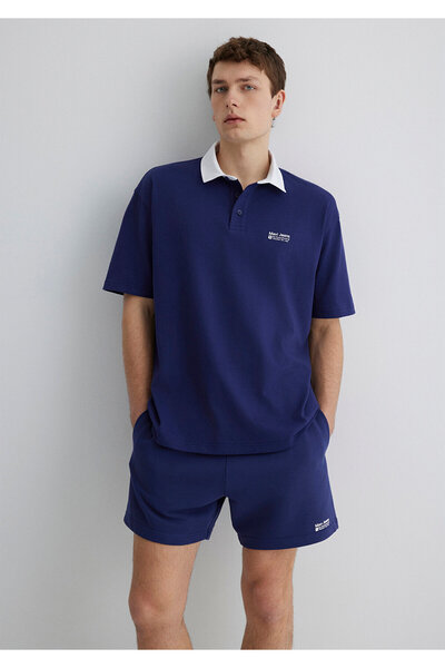 Mavi Jeans Printed Navy Blue Polo T-Shirt Loose Fit / Loose Relaxed Cut 0612608-70496