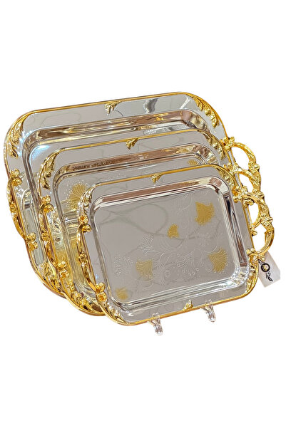 ALQANNAS طقم تباسي تقديم 3 حبه مصنوع من استيل مع لون ذهبي ذات جودة عاليه ومود...