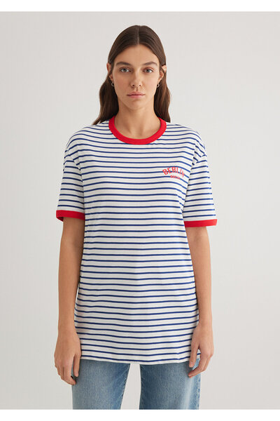 Mavi Μπλουζάκι Unisex με ριγέ στάμπα Βερολίνου Loose Fit / Loose Relaxed Fit 2610025 -70899