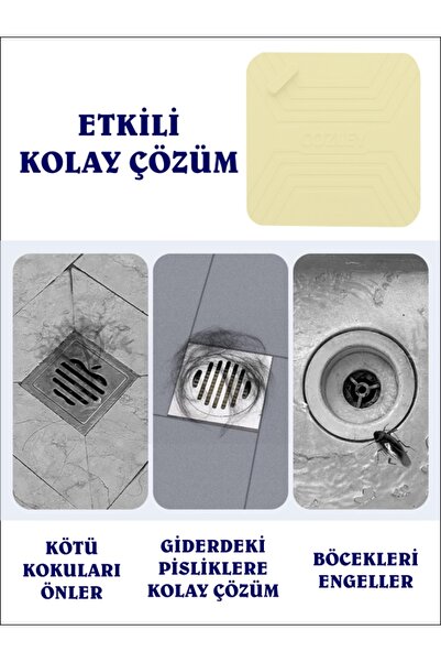COZLEY Lavabo Koku Giderici Silikon Mat Banyo Mutfak Balkon Gider Tıpası Böcek Önleyici Kapak BEJ