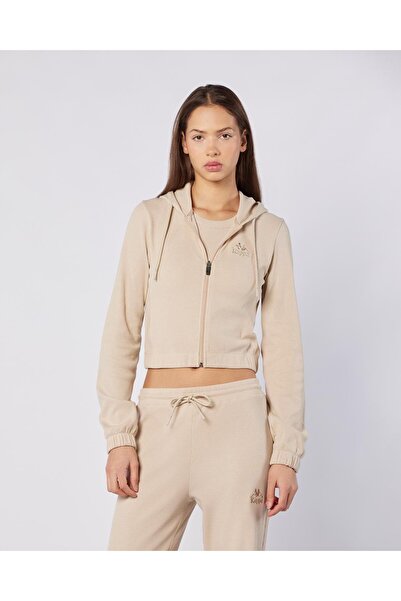 Kappa Leda Full Zip Kadın Bej Regular Fit Fermuarlı Eşofman Üstü