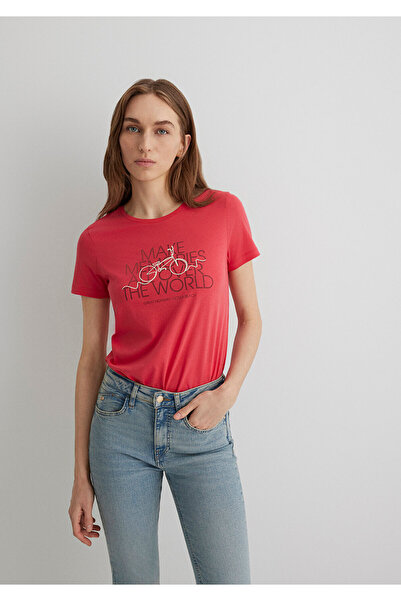 Mavi Rotes T-Shirt mit Fahrrad-Aufdruck Slim Fit / Slim Fit 1613190 -71083