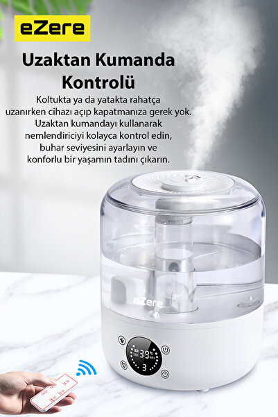 EZERE TH-413 Akıllı Dijital Hava Nemlendirici | 3L Kapasite, Dokunmatik , Uzaktan Kumanda, Sessiz Çalışma