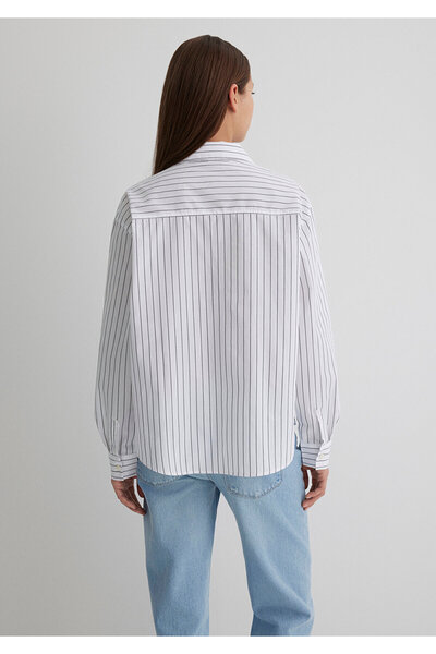 Mavi Cămașă albă cu dungi antracit, croială largi / largi, croială confortabilă 1211226-86678