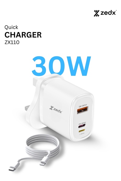 ZEDX Quick Charger 30W, Lightening – C type Reverse, Fast Charging With C-Lightening Cable