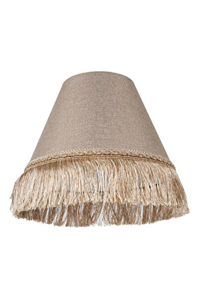 VENON Kahverengi Kumaş AYDINLATMA LAMBADER ŞAPKASI KAHVERENGİ PÜSKÜLLÜ