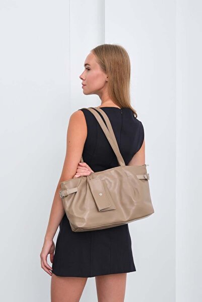 Shule Bags Bybo Vintage Omuz Çantası Bej