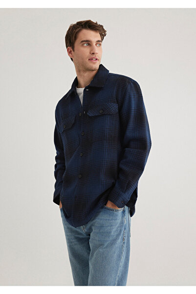 Mavi Kareli Lacivert Gömlek Loose Fit / Bol Rahat Kesim 0211332-89071