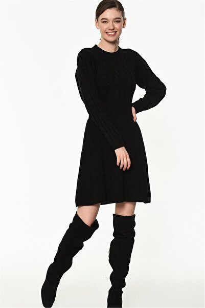 Dewberry Z0014 Dewbery Knitwear Dress-Black
