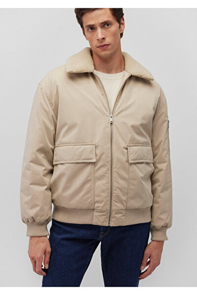Mavi Stand Collar Beige Bomber Jacket Oversize / Wide Cut 0110465 -86559