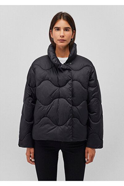 Mavi Palton negru puf cu guler 1110440 -900