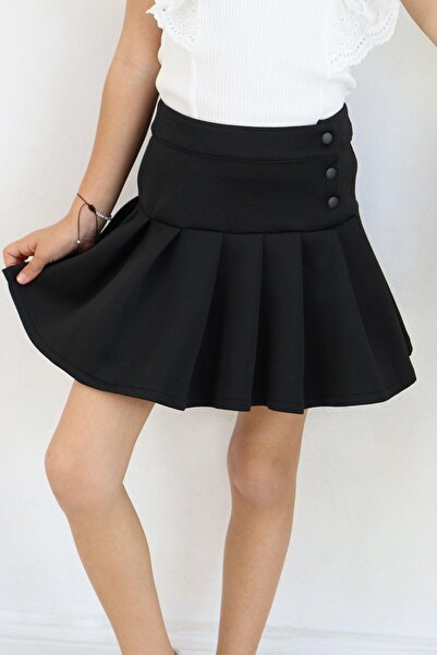 Breeze Κοριτσίστικη μίνι φούστα με πλισέ και λεπτομέρεια 7-12 ετών, μαύρο