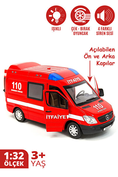 SmartFox Oyuncak İtfaiye Aracı - Metal , Işıklı - Sesli , Çek Bırak İtfaiye A...