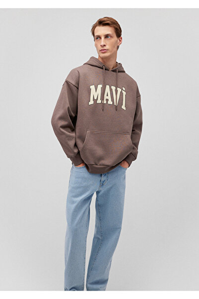 Mavi Brown Hooded Logo Printed Sweatshirt - 067149 -87875