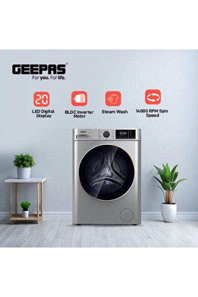 Geepas Advanced Front Load Washing Machine GWMF1041SRG Metallic Grey