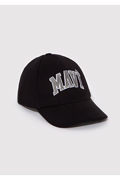 Mavi Logo Baskılı Siyah Şapka 6910000-900