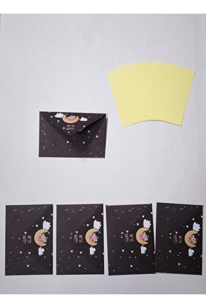 Misyon Desenli Mini Zarf 5’li Set, Renkli Yapışkanlı Zarf ve Sarı Kağıt, Hedi...