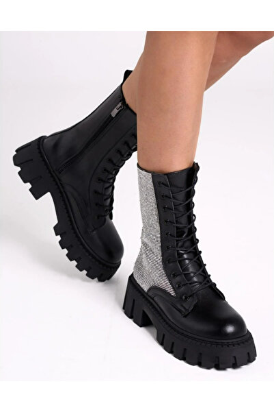 Bestyle Bright Kadın Siyah Taşlı Postal Bot