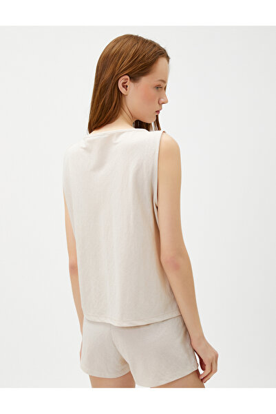 Koton Pajama Top Undershirt Crew Neck Viscose Blend