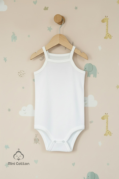 Mini Cotton بدلة أطفال أساسية من القطن العضوي 100% مع أشرطة قطنية، مناسبة للب...