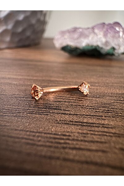 Bylin Cerrahi Çelik Zirkon Taşlı Rook Piercing , Kaş Piercing, Muz Piercing -...