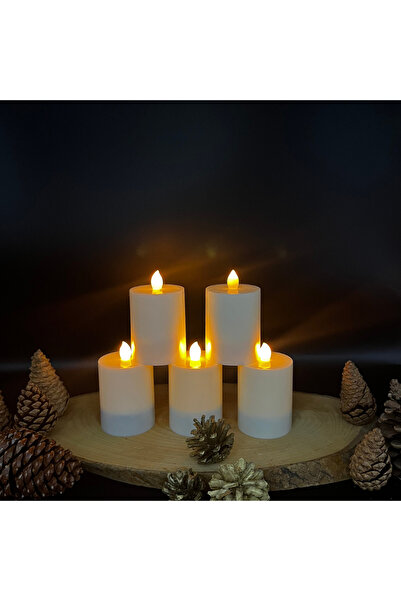 Led Mum 5 ADET BEYAZ BATOM 8 CM ÇAP 6 CM