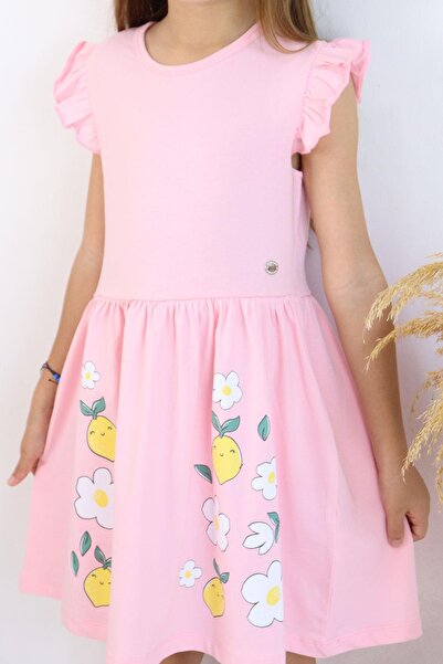 Breeze Rochie pentru fete Fusta Parte Lămâie și Imprimat Floral 2-6 Ani, Roz