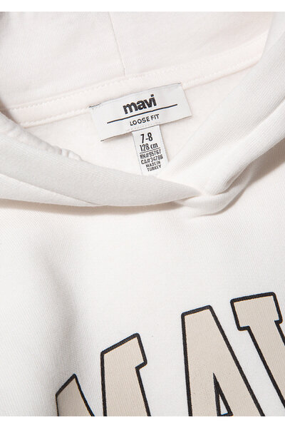 Mavi White logo Printed Hooded Sweatshirt - 7610035 -81964