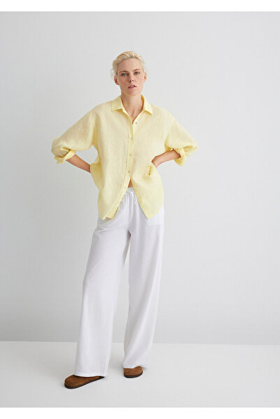 Mavi Linen Blend White Pants with Tie Waist 1010686-620