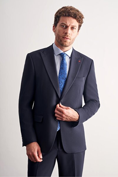 İmza Navy Blue Swallow Collar Full Lining 6 Drop Slim Fit Suit 1001255162