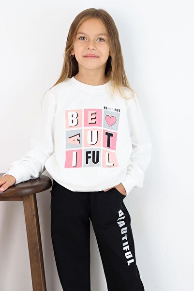 Breeze Σετ φόρμας για κορίτσια Πολύχρωμο κείμενο τυπωμένο 8-12 ετών, λευκό