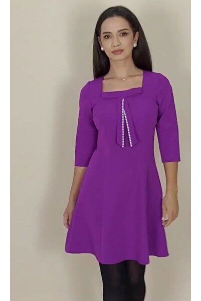 Moze Rochie violet cu perle
