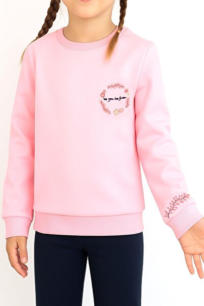 Breeze Σετ αθλητικής φόρμας για κορίτσια 1,5-5 ετών με κεντημένο λουλούδι σε ροζ χρώμα