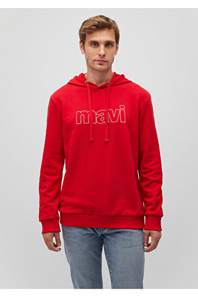 Mavi Piros kapucnis logóval nyomtatott pulóver -065606-82054