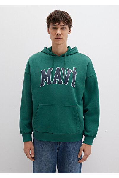 Mavi Logo Printed Hooded Green Sweatshirt 067149-71874