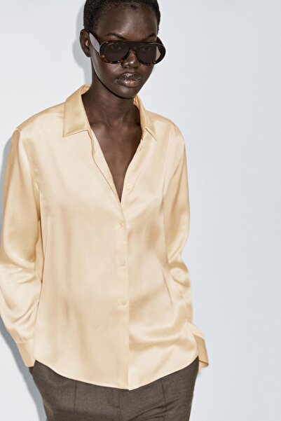 Massimo Dutti Dökümlü saten gömlek