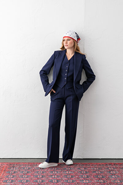 VUNTAL Suit One Button Blazer Jacket Pants Vest Three-Piece Suit