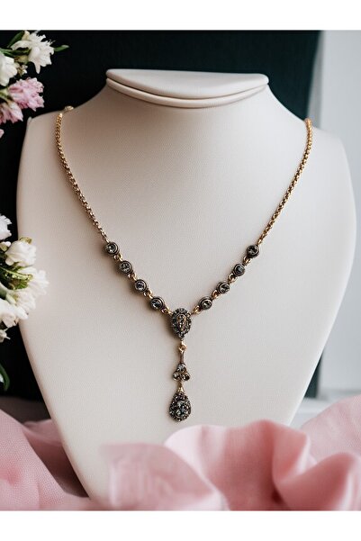 FAYRA ACCESSORIES Kristal Taşlı Su Yolu Zincirli Kolye