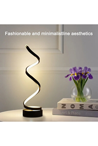 Choice مصباح طاولة LED حلزوني أسود قابل للتعتيم مناسب لغرفة المعيشة وغرفة الن...