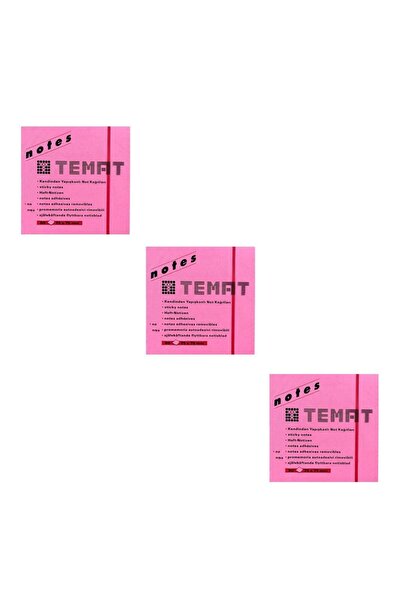 Temat 75 × 75 مم ورق لاصق وردي فسفوري - ورق لاصق 3 قطع