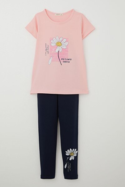 Breeze Комплект рожевих легінсів з принтом ромашок для дівчаток 4-9 років