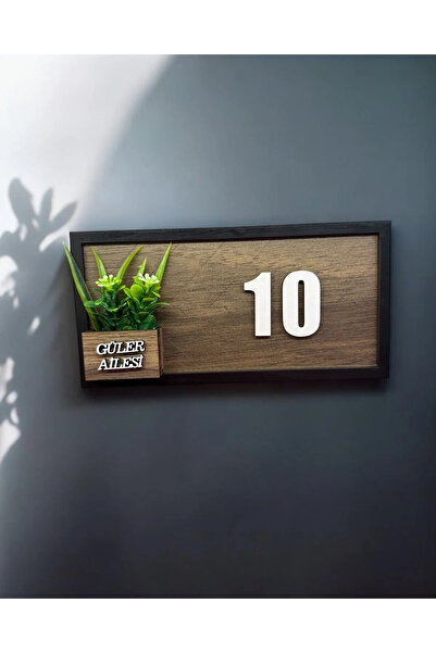 Güler Kaligrafi KİŞİYE ÖZEL ÇİÇEKLİ AHŞAP KAPI NUMARASI KAPI SÜSÜ