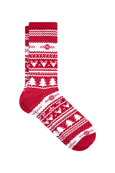 Mavi Yılbaşı Temalı Kırmızı Çorap 0911262-32421